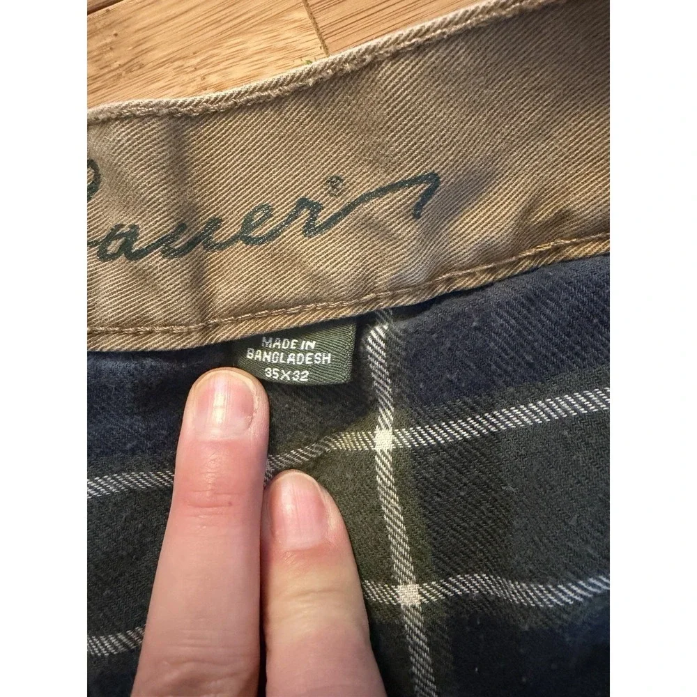 Eddie Bauer Flannel Lined Cargo Pants Mens 35x32 Khaki Hiking Outdoor